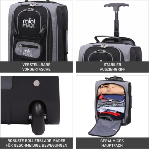 Aerolite MiniMAX 20L Ryanair 40 x 20 x 25 Maximum Size Hand Luggage Under Seat Trolley Backpack Hand Luggage Bag for Cabin with 2 Year Warranty, black, Backpack – Bild 3