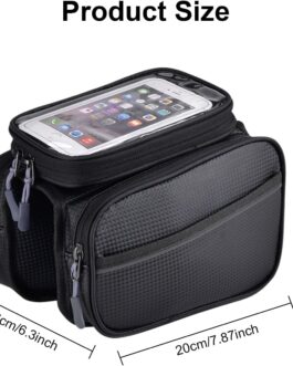 Lunaanda Bicycle Bag Frame, Waterproof Bicycle Bag, Mobile Phone Case, Bicycle Mobile Phone Holder, Top Tube Bag with Sensitive Touchscreen and Rain Cover for Road Bikes and Mountain Bikes, Bicycle
