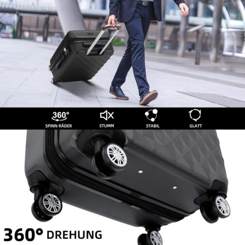 BEIBYE Twin-Wheels 2066 Hard Shell Trolley Suitcase, Travel Suitcase, Luggage, M–L–XL Set, black – Bild 7