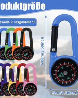 kodivenj Pack of 18 Compass with Carabiner Hook, Mini Compass Keychain, Multifunctional Portable for Outdoor Hiking Camping
