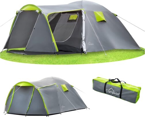 Campela Touristenzelt, Familienzelt, Tropical, für 3-4 Personen, wasserdicht 3000m, geklebte Nähte, CA0013