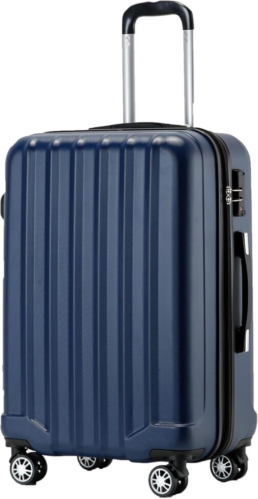 Beibye TSA-Lock 2080 Cabin Luggage, Twin Roller Travel Case, Luggage Trolley Case Set, XL / L / M Board Case, darkblue