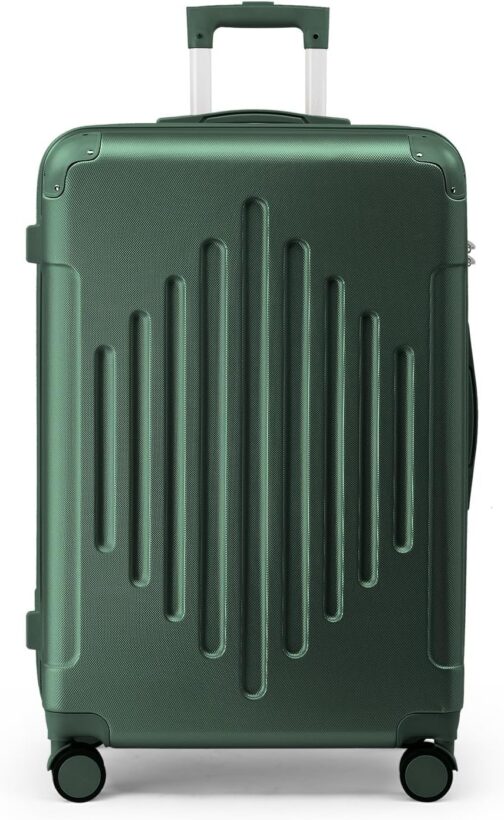 LALAHO Suitcase Set 2/3 Pieces, Travel Suitcase Set with Cosmetic Case, Hard Shell Suitcase Set Made of ABS, Luggage Set with Telescopic Handle, Hand Luggage and Corner Protectors, Dark green-1, M (55