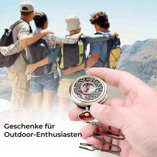 JUXINE Outdoor Compass with Metal Chains, Compass Hiking, Waterproof Brass Camping Tool Metal Pocket Children's Compass, Durable, Shockproof, Waterproof, Hollow Brass for Outdoor Navigation – Bild 6