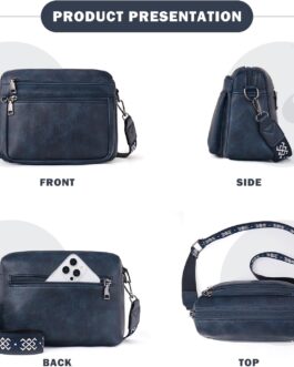 MUIIKOLA Shoulder bag ladies, shoulder bag women’s medium size bag women’s shoulder bag, shoulder bag women’s leather, soft wide strap, B-dark blue, hobo