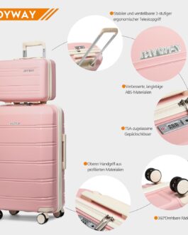 Joyway Suitcase Trolley Suitcase Travel Suitcase, pink/white, Hand luggage set, 3 pcs.