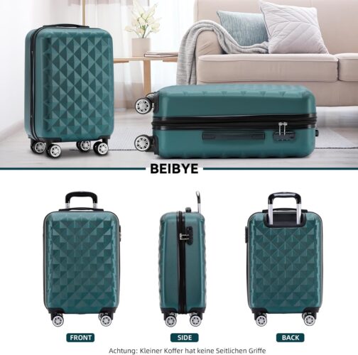 BEIBYE Twin-Wheels 2066 Hard Shell Trolley Suitcase, Travel Suitcase, Luggage, M–L–XL Set, Dark green – Bild 2