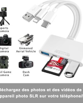 5 in 1 Memory Card Reader, USB OTG Adapter & SD Card Reader for iPhone/iPad, USB C and USB A Devices with Micro SD & SD Card Slots, Supports SDHC/SDXC/MMC