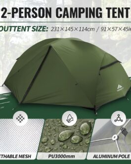 Forceatt Tent 2-3 Person Camping Tent, 2 Doors Waterproof & Windproof 3-4 Season Ultralight Backpack Tent for Trekking, Camping, Outdoor.