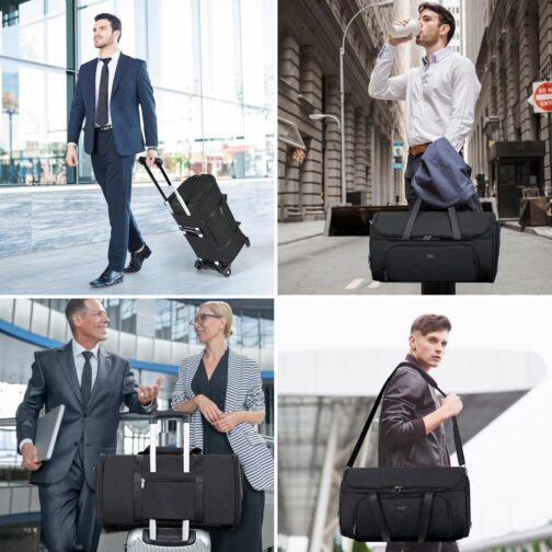 Lekespring Garment Bag with Wheels, Convertible Weekender Bag, Large Carry-on Garment Bag for Travel, Garment Duffle Bag, black – Bild 7