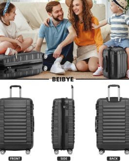 Beibye Twin-Wheeled Travel Suitcase, Hard Shell Trolley Suitcase, M/L/XL Set, Black