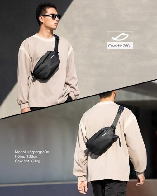 Inateck Sling Bag, Stilvolle Umhängetasche mit verstellbarem Schultergurt, wasserabweisende Umhängetasche für Damen und Herren – Bild 6