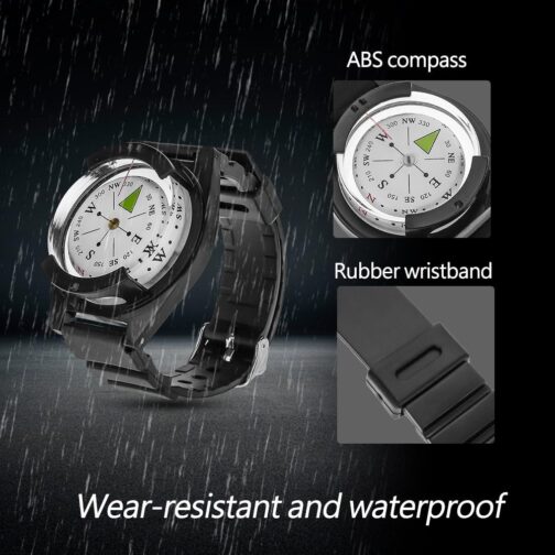 Dilwe Wrist Compass, Movable Waterproof Rubber Wristband Compass for Outdoor Use Camping Hiking – Bild 2