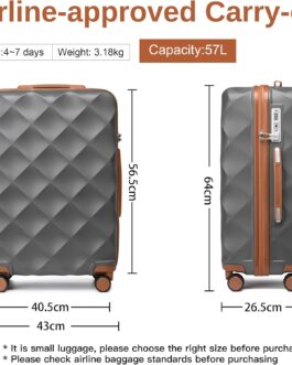 British Traveller Hard Shell Suitcase Travel Suitcase Trolley, gray, Suitcase