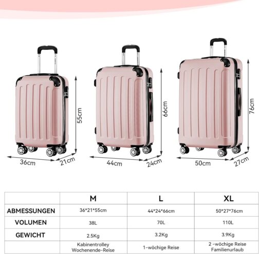 Beibye Twin Rollers Hard Case Travel Suitcase Trolley in XL, L, M, 14 Colours – Bild 6