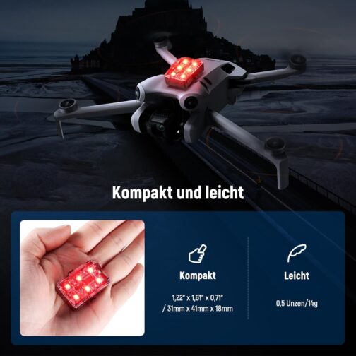 NEEWER Drone Flash Light, Anti-Collision Night Escape with 4 Flash Modes / 4.5H Running Time / Light Rain Cover, Compatible with DJI Mini 4 Pro Mini 3 2 SE Mavic Air 3 2, DL6R Red – Bild 3