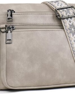 MUIIKOLA Shoulder bag ladies, shoulder bag women’s medium size bag women’s shoulder bag, shoulder bag women’s leather, soft wide strap, B-beige grey, Fashionable