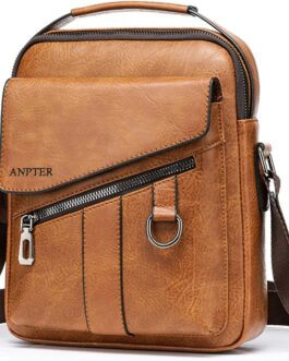 ANPTER Men’s Shoulder Bag, Leather Bag, Crossbody Vintage Shoulder Bag, Mobile Phone Case, Messenger Bag, Purses, brown shoulder bag, Dies: