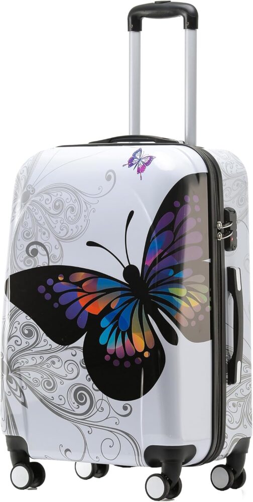 BEIBYE Butterfly 2060 TSA Lock 4-Piece Travel Suitcase Trolley - Robust Hard Shell Suitcase Set Including Hand Luggage and Beauty Case, Butterfly – Bild 3