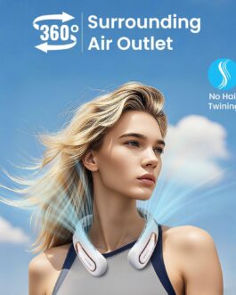 Neck Fan, 3 Levels Quiet and Powerful Bladeless Neck Fan with LED Display, 4000 mAh Battery Fan, USB Rechargeable for 15 Hours, Hands-Free Lightweight Fan Portable for Kitchen, On the Go