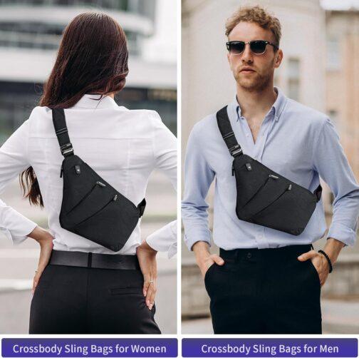OSOCE Sling Chest Bag Cross Body Shoulder Backpack Anti Theft Travel Bags Daypack for Men Women B13-007 (Black) – Bild 7