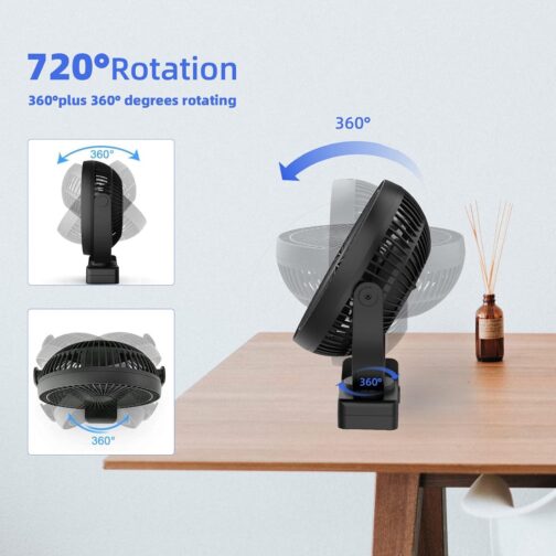 ATEngeus USB Fan, Hand Fan, Small Fan, USB Mini Fan, 4 Speeds, 90° Rotatable USB Fan, Low Noise, for Office, Home and Outdoor (TF29) – Bild 3