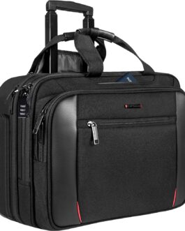 EMPSIGN Bussiness Trolley Laptop Bag with Wheels, Rolling Laptop Case with Wheels Up to 17.3 Inch Laptop Waterproof Briefcase for Business/Commuting/Travel/School, Black