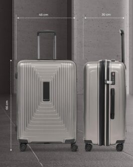 REDOLZ Essentials 14 Regular Items, Coffee Grey Metallic, Hard shell trolley with swivel castors