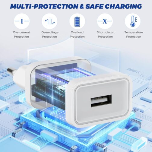 4 Pack 5W Charger USB Power Supply Plug Adapter, 1A/5V Charging Plug USB Socket Power Plug Compatible with iPhone Samsung Huawei Xiaomi Oppo (White) – Bild 4