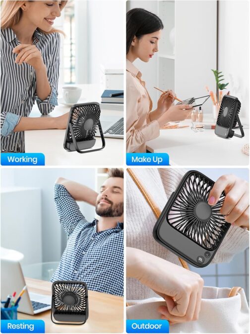 TOPK 5000 mAh Rechargeable Quiet Slim Table Fan with Power, Speed Display, Personal Fan for Office, Travel, Library, Outdoor – Bild 7