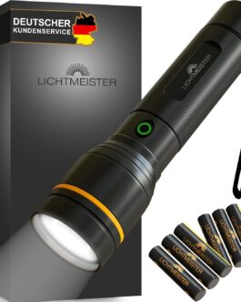 LICHTMEISTER® Torch (500 Lumen with AAA Batteries) – LED Torch – LED Extremely Bright