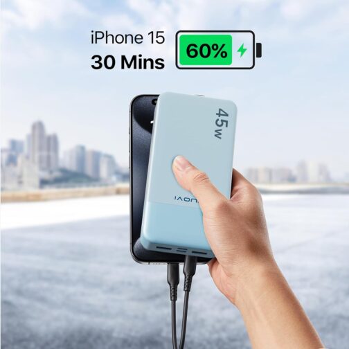 JUOVI Portable Power Bank J2621, 20000 mAh Battery Pack, 45 W Fast Charging Function, Compatible with Switch, MacBook, Tablet, Dell, HP, Notebook, Samsung, iPhone 16 15 14 13, Steam Deck and More – Bild 3