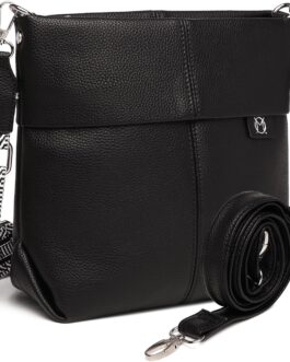 Myhozee Shoulder Bag Women’s Medium Handbag with 2 Straps, Small Crossbody Bag PU Leather Shoulder Bag Women’s Handbag Plain with Wide Strap for Women / Women, Black-063, Fashion