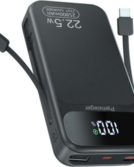 Power Bank 25800 mAh 22.5 W External Mobile Phone Battery PD3.0 QC4.0 Fast Charging LCD Display Power Bank with USB C Outputs & Inputs Portable Charger for Smartphones