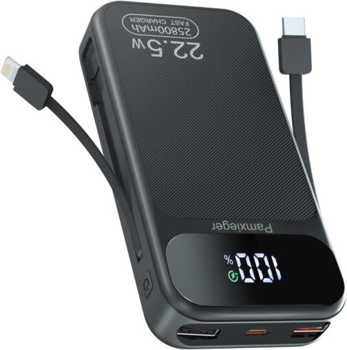 Power Bank 25800 mAh 22.5 W External Mobile Phone Battery PD3.0 QC4.0 Fast Charging LCD Display Power Bank with USB C Outputs & Inputs Portable Charger for Smartphones