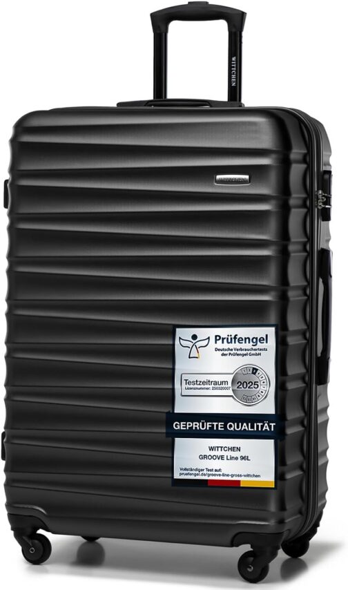 Wittchen Travel Suitcase, Hand Luggage, Cabin Luggage, Rolling Suitcase, Hard Shell, black