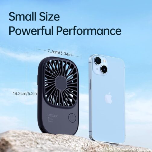 JISULIFE Handheld Fan, Mini Fan, Small Portable Fan with Holder, Rechargeable USB Eyelash Fan with 3 Speeds, Make Up Fan for the Office Outdoors, Blue – Bild 8