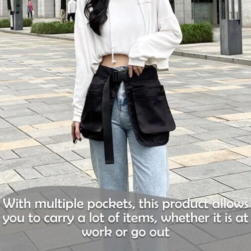 Multifunctional Waiter's Bag, Triple Hippie Belt Bag, Fabric Waiter's Apron, Sweatproof, with Side Pocket, for Men and Women for Hiking, Running, Camping and Trekking, black, Waiter's bag – Bild 7