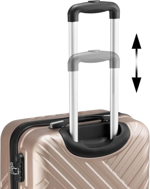 Zelsius Suitcase Set of 3 | ABS Hard Case with Combination Lock, Double Wheels and Inner Divider | Hand Luggage Suitcase, Hard Case Set 3 Pieces, Trolley, Large Suitcase, Luggage Set, champagne, – Bild 4