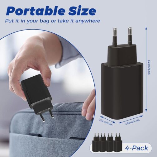 4 Pack 5W Charger USB Power Supply Plug Adapter, 1A/5V Charging Plug USB Socket Power Plug Compatible with iPhone Samsung Huawei Xiaomi Oppo (Black) – Bild 2