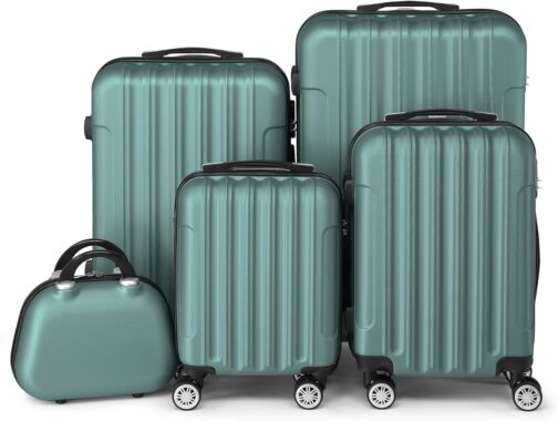 LEADZM Suitcase Set, 5 Pieces, Travel Suitcase Set, Suitcase Set, Hard Shell Trolley Made of ABS with Telescopic Handle, Hand Luggage, turquoise – Bild 2