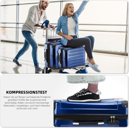 BEIBYE Hard Shell Suitcase, Trolley Suitcase, 4 Twin Wheels, Polycarbonate, blue – Bild 7