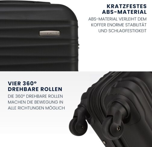Wittchen Travel Suitcase, Hand Luggage, Cabin Luggage, Rolling Suitcase, Hard Shell, black – Bild 3