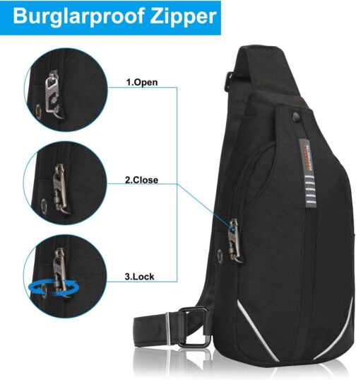 WATERFLY Anti-Theft Sling Bag for Men and Women, Chest Bag, Hippie Crossbody Bag, Multipurpose Daypack – Bild 3