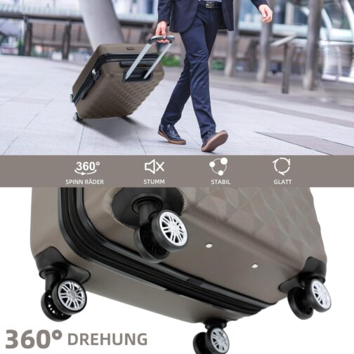 BEIBYE Trolley Suitcase, Travel Suitcase Set, Luggage Set, Suitcase Set, 4 Twin Wheels, Hard Case, coffee – Bild 7