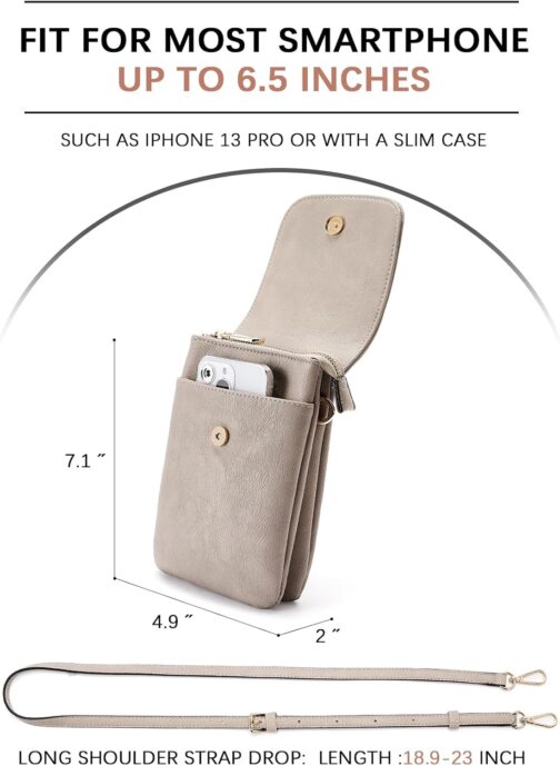 BOSTANTEN Hanging Mobile Phone Case, Leather, Mobile Phone Shoulder Bag Women, Mobile Phone Case with Purse, Designer Handbag, Women's Shoulder Bag – Bild 3