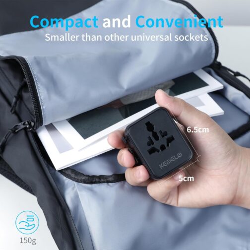 5 in 1 Travel Adapter Worldwide, Universal Adapter with USB A, USB C, 1 Worldwide Socket and 1 USA/JP Socket, Travel Travel Plug International Socket Adapter for EU USA UK Canada Japan Australia – Bild 6