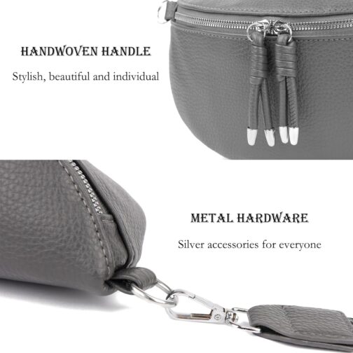 Atgbiem Shoulder Bag Women's Bum Bag Women's Stylish Crossbody Bag Women's Wide Strap Dark Grey with Credit Card Holder – Bild 7