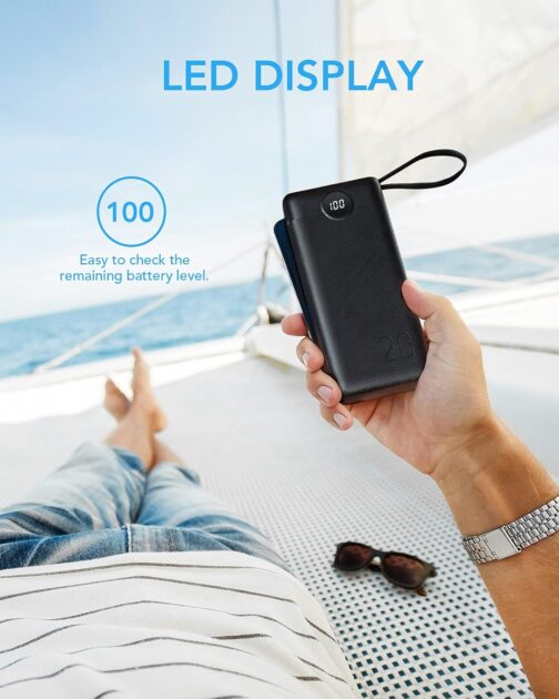 VRURC Powerbank 20000 mAh with Cable USB C Power Bank Fast Charging 22.5 W Portable Charger Fast Charging with LED Display External Mobile Phone Batteries Compatible with iPhone, Huawei, Samsung etc – Bild 7