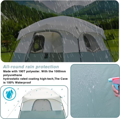 Zelte 2/4/6/8 Person, Einfacher Aufbau Wasserdichtes Campingzelt mit Regenschutz, Tragbares Doppellagiges Großes Familienzelt für Camping Hinterhof Outdoor &Wandern – Bild 4